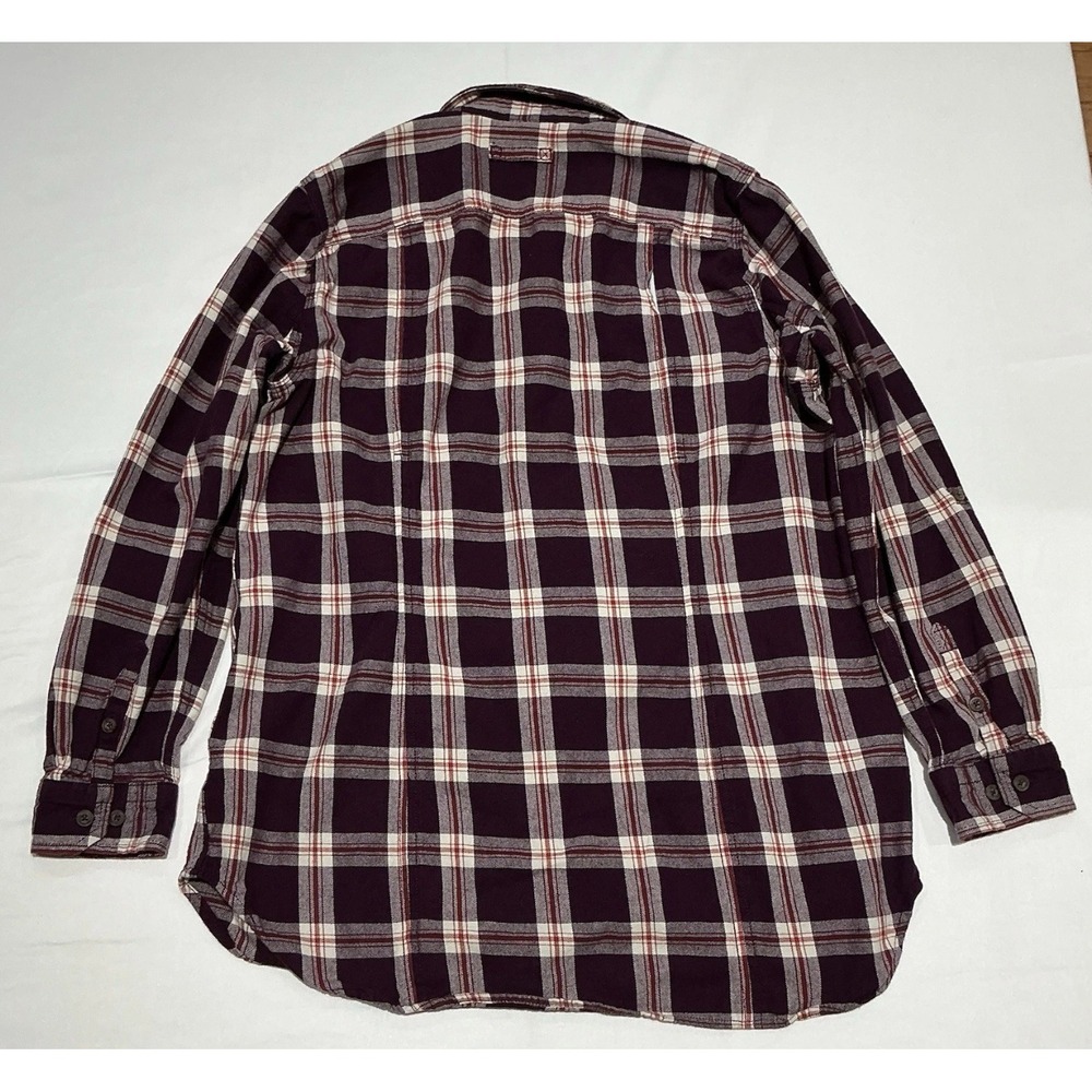 Duluth Trading Burlyweight Flannel Shirt womens Large Purple Plaid 100% Cotton - Picture 2 of 6